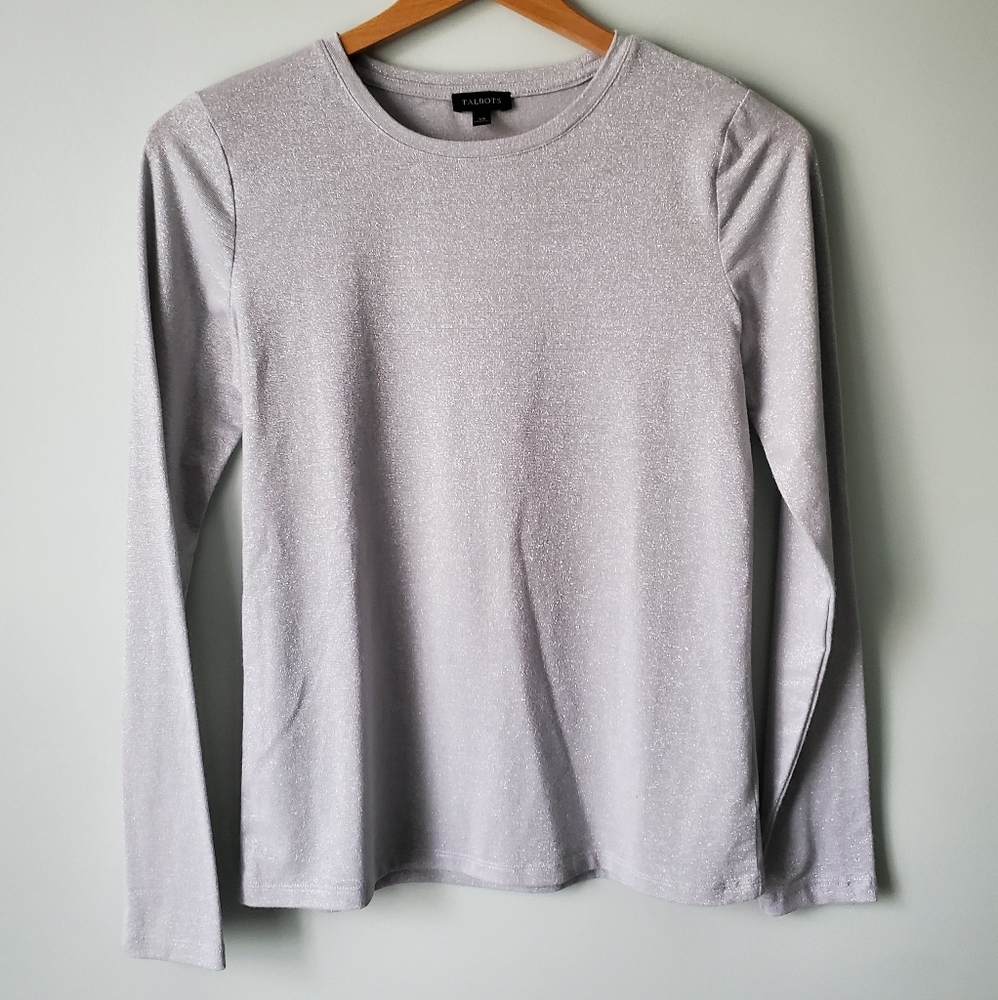 Talbots shimmery long sleeve top XS
